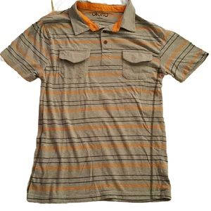 OKUMO Striped Polo Shirt Poplin Preppy